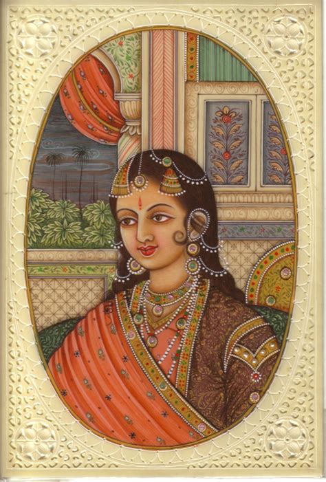 Mogul Portrait Art Indian Miniature Mughal Princess Handmade Watercolor
