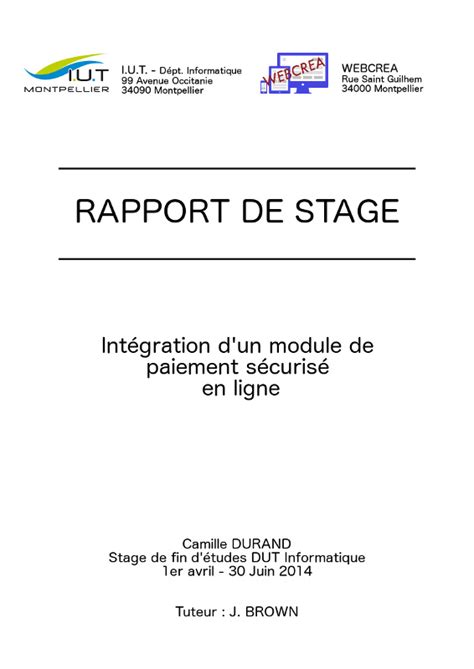 Exemple Page De Garde Rapport De Stage – Novo Exemplo
