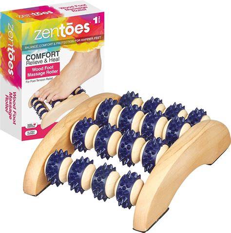 Zentoes Wooden Foot Massager With Accupressure Rollers For Plantar Fasciitis And