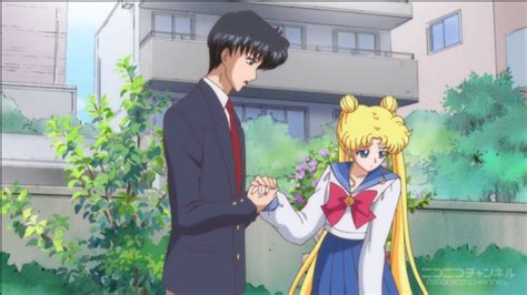 I always love sailor moon so much ever since i was younger and i watched the new sailor moon crystal just now and i really loved it even more because it looks so much better than the original one and usagi (princess serenity) and her boyfriend, mamoru (prince endymion and tuxedo mask) are. Usagi and Mamoru holding hands in the garden from Sailor ...