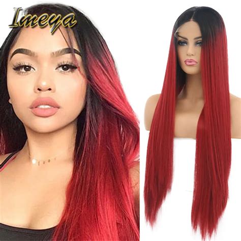 Imeya Wigs For Black Women Silky Straight New Lace Front Wig Synthetic