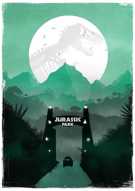 Jurassic Park Dinosaur T Rex World Fallen Kingdom Retro Classic Movie Film Cover Alternative