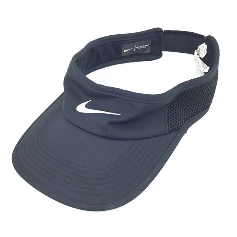 Nike Featherlight Dri Fit Black Sun Visor Hat Adj Me Gem