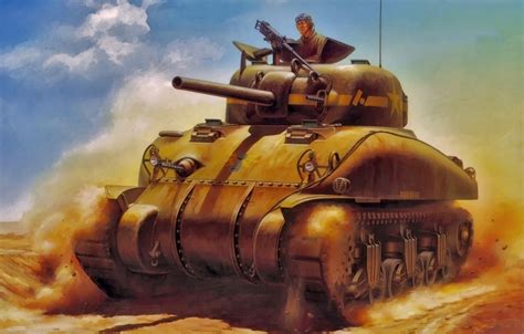 Wallpaper Art Painting Tank Ww2 M4a1 Sherman Images