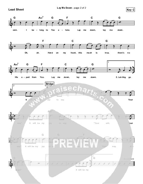 lay me down simplified sheet music pdf praisecharts