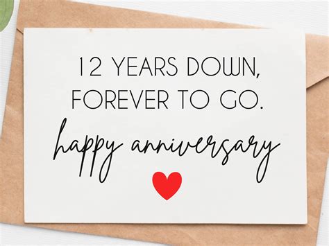 12th Wedding Anniversary Card For Husband Wife 12 Year Etsy