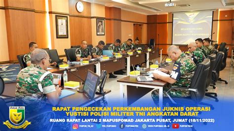 Rapat Pengecekan Perkembangan Juknis Operasi Yustisi Polisi Militer Tni