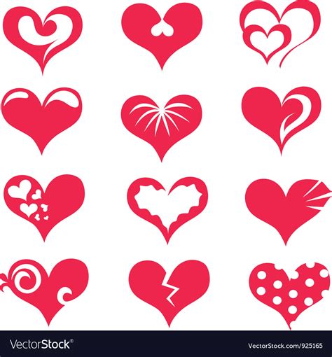 Hearts Collection Of Symbols Royalty Free Vector Image