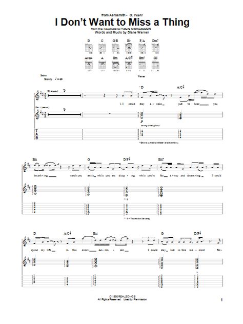 Don't miss out on what your friends are enjoying. I Don't Want To Miss A Thing by Aerosmith - Guitar Tab ...