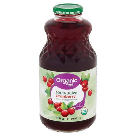 Great Value Organic Cranberry Juice 32 Fl Oz