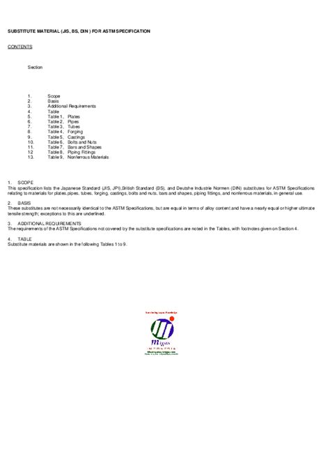 A food manufacturing company is making a sauce from a formula that has 20 ingredients. (PDF) SUBSTITUTE MATERIAL (JIS, BS, DIN ) FOR ASTM SPECIFICATION | Juan Miguel Reyes - Academia.edu