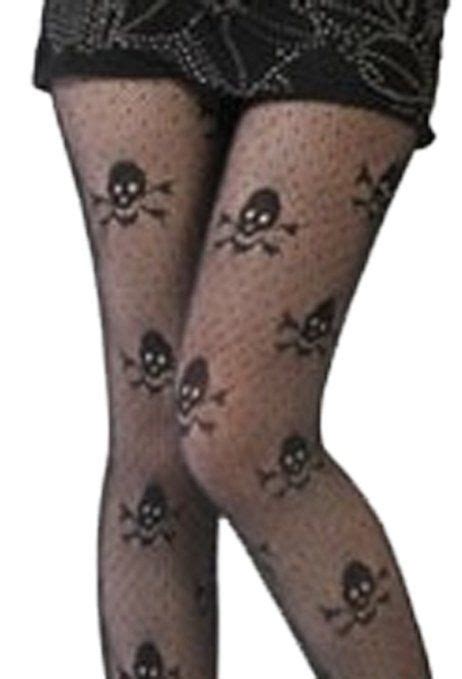 Amazon Com Punk Skull Crochet Fishnet Pantyhose Black Clothing