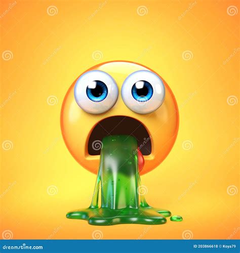 Puking Emoji Isolated On Yellow Background Disgusted Or Sick Emoticon