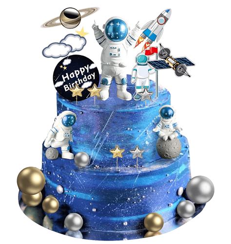 Buy Pcs Space Cake Topper Space Cupcake Toppers Astronaut Figurine Birthday Outer Space