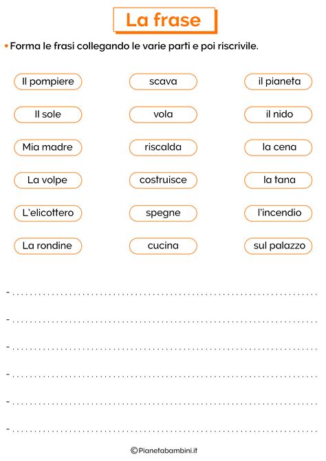La Frase Schede Didattiche Per La Scuola Primaria Pianetabambiniit
