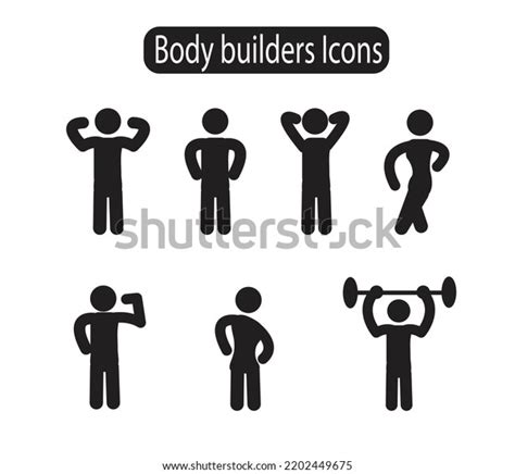 Set Body Builders Stick Figure Icons Stock Vector Royalty Free