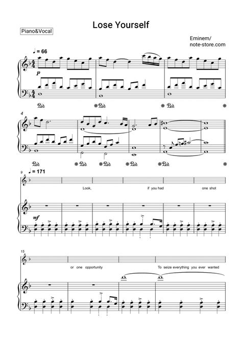 Eminem Lose Yourself Sheet Music For Piano With Letters Download Pianoandvocal Sku Pvo0002660 At