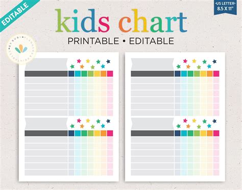 Editable Chore Charts For Multiple Children Printable Kids Chore