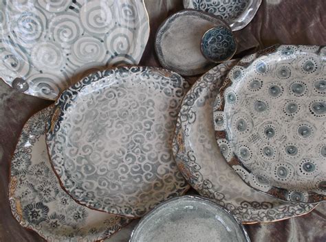 Ceramic Dinner Plates And Bowls Slabs And Pressed Hand Painted With