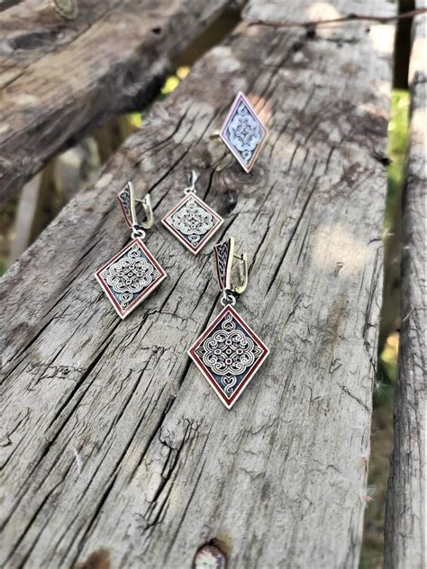 Armenian Jewelry Set Enamel Jewelry Earrings Armenian Etsy Enamel