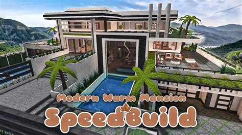 Bloxburg Modern Warm Mansion Full Speedbuild 750k Youtube