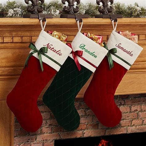 16279 Winter Classic Personalized Quilted Stocking Wbow Hanging