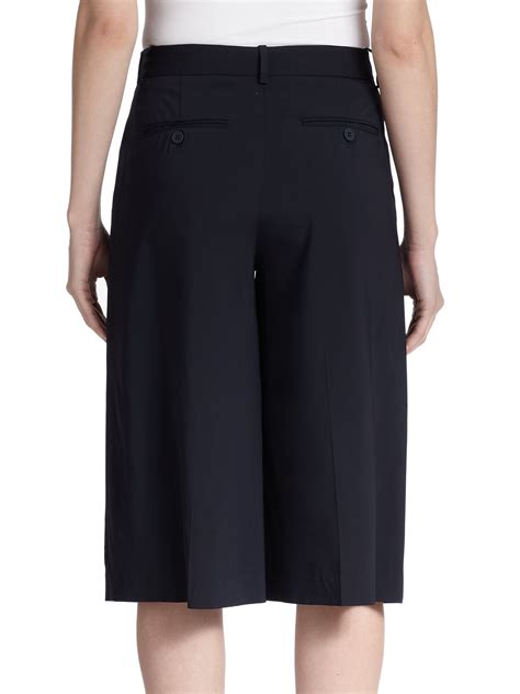 Lyst Theory Grega Wide Leg Bermuda Shorts In Blue