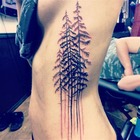 Pine Tree Tattoo Electric Arts Tattoo Grey And Black Love My Rib Tattoo Rib Tattoo Cool