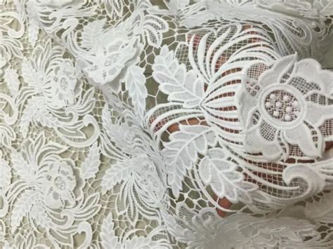 Heavy Lace Fabric White Bridal Wedding Lace Water Soluble Lace
