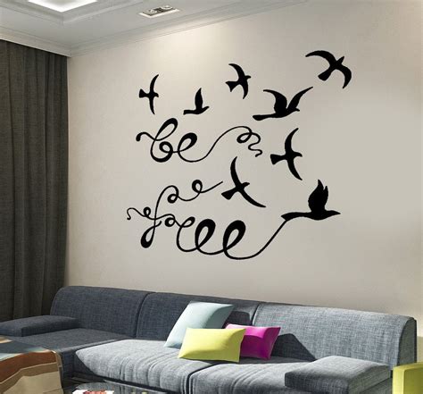 Wall Vinyl Decal Motivation Quotes Freedom Birds Quote Be Free Home De