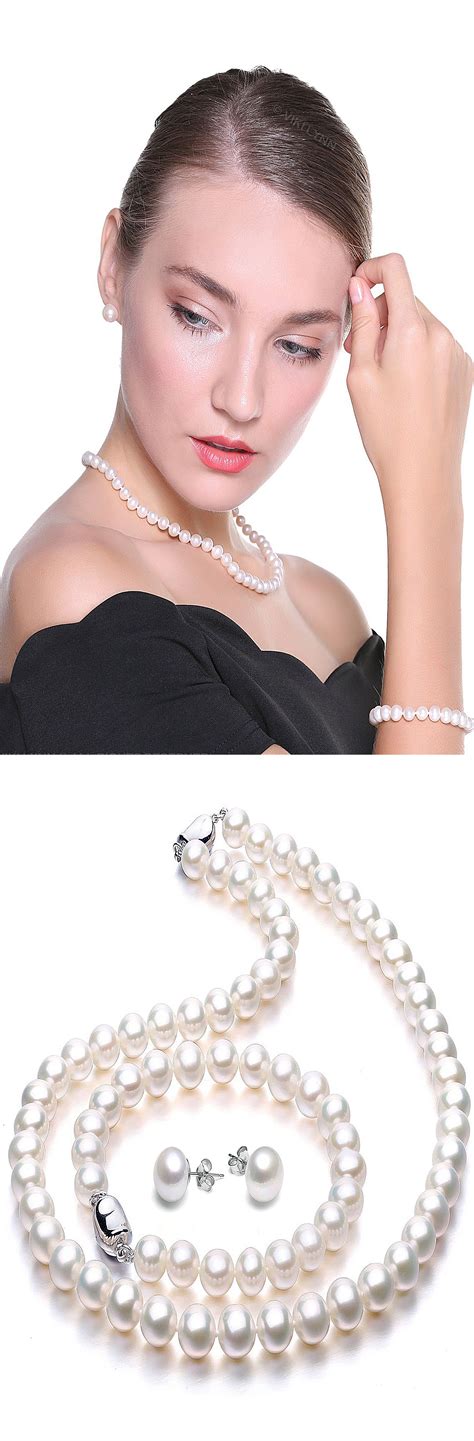Freshwater Cultured Pearl Necklace Set Includes Stunning Bracelet And
