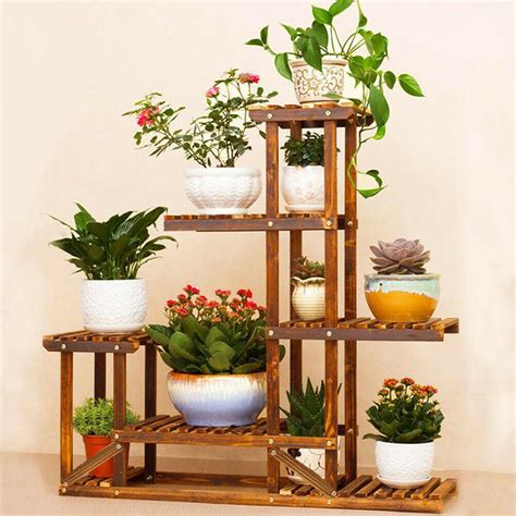 Wooden Plant Flower Herb Display Stand Shelf Storage Rack