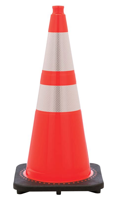 Orange Safety Cone Black Base With Reflective Collar