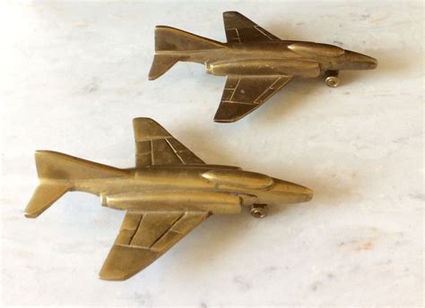 Salevintage Brass Miniature Airplane Military Plane Etsy Vintage