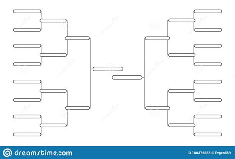 Simple Tournament Bracket Template For 16 Teams On White Background