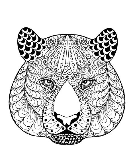 Tiger Head With Patterns Tigers Adult Coloring Pages