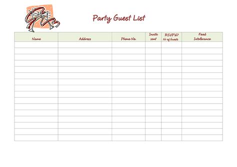 41 Free Guest List Templates Word Excel Pdf Formats