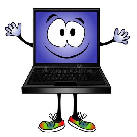 Funny Cartoon Computer Smiling A Cartoon Character Laptop Computer