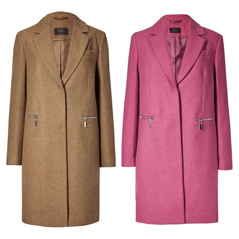 Marks And Spencer Womens Size 20 Pink Wool Blend Classic Lined Coat Rrp £