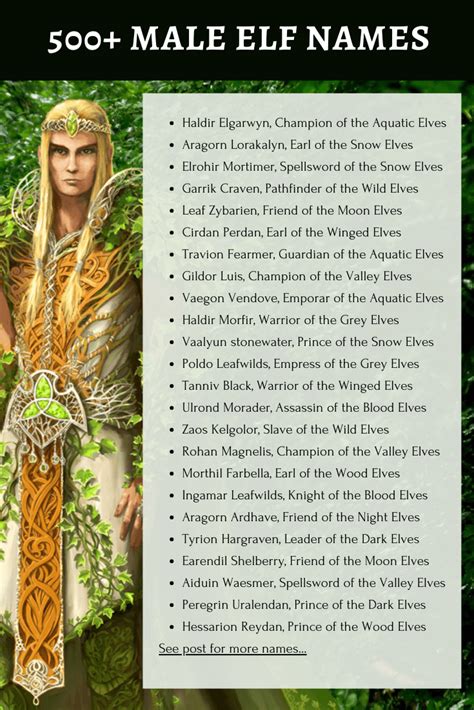 Over 500 Male Elf Names To Use In Your Stories This Male Elf Name Generator Includes First