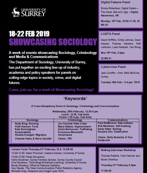 Showcasing Sociology 18th 22nd February 2019 Department Of Sociology