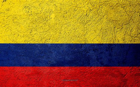Flag Of Colombia Concrete Texture Stone Background Colombia Flag South