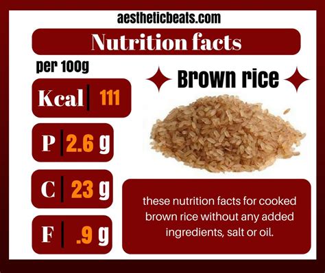 this is an infographic of brown rice nutrition facts without any added ingredients salt o