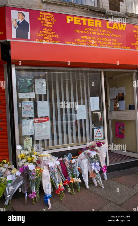 Flowers Laid Outside The Office Of Peter Law Mp Am Who Died 25 April