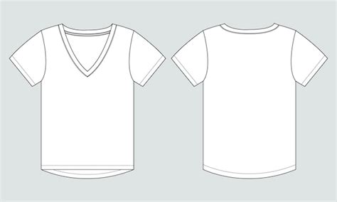 Premium Vector V Neck T Shirt Tops Technical Fashion Flat Sketch