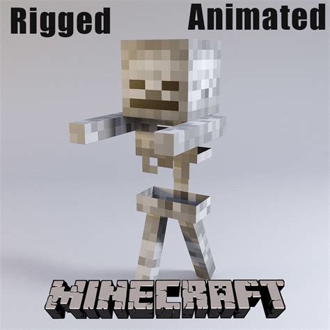 Minecraft Skeleton Rigged Animated 3d Model Animated Rigged Cgtrader