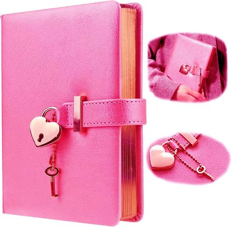 heart shaped lock diary with key pu leather cover locking journal personal cute organizers