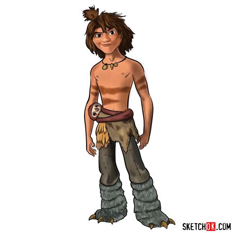 How To Draw Guy From The Croods Sketchok Easy Drawing Guides