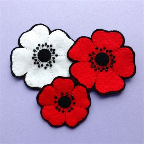 Poppies Pdf Pattern Easy Felt Flower Sewing Tutorial And Embroidery