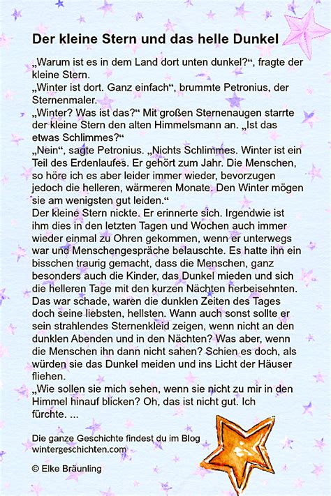Aus diesem grund findet ihr bei uns viele verschiedene geschichten rund um das weihnachtsfest. Der kleine Stern und das helle Dunkel * Elkes ...